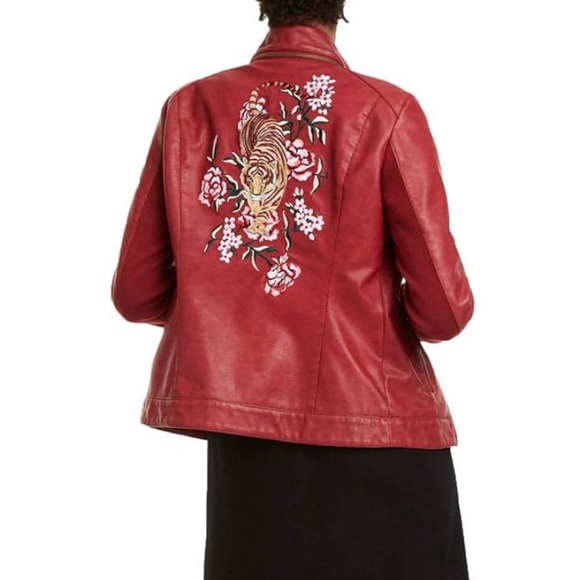 NWT - Desigual Women’s Embroidered Faux Leather Biker Jacket - EU 38 / US 4 / S - Picture 3 of 15